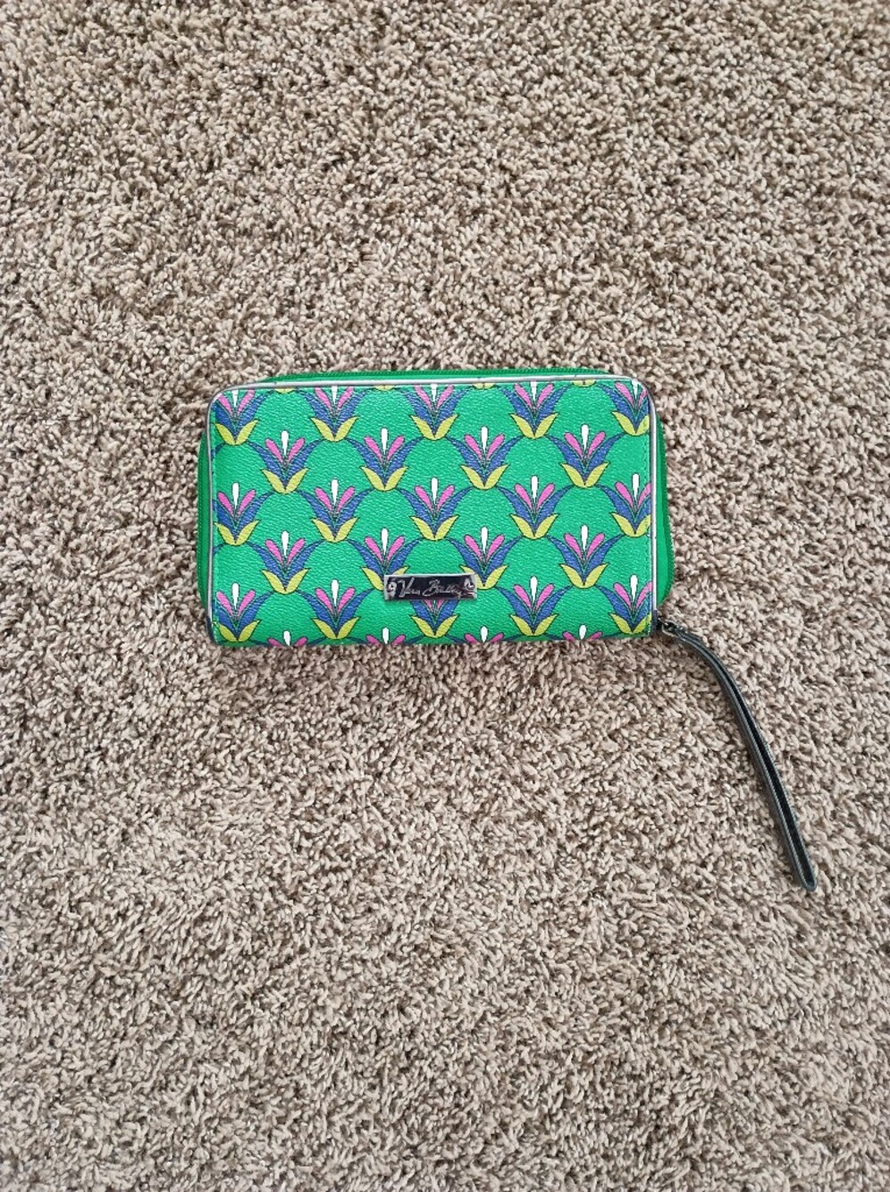 Vera Bradley Green Floral Zip-Around Wallet